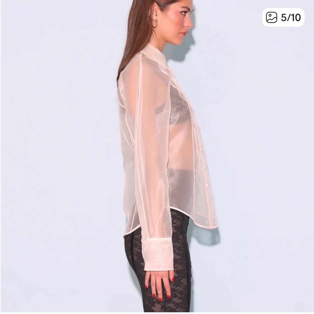 Fleur du Mal Sheer White Silk Blouse - Picture 3 of 11